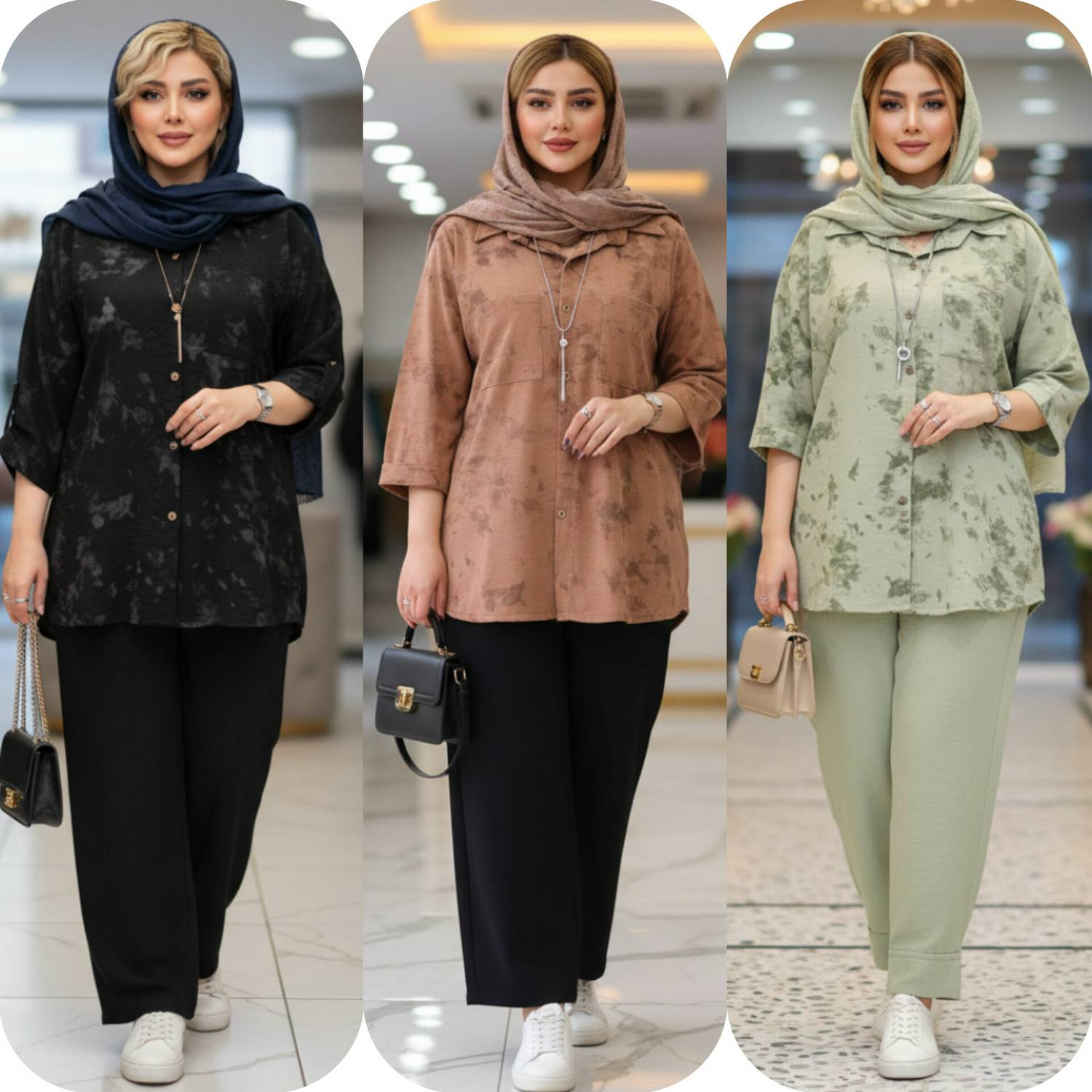 ست شومیز شلوار  زنانه مدل گازوئیلی فری سایز