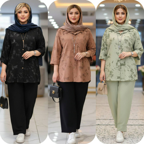 ست شومیز شلوار زنانه مدل گازوئیلی فری سایز