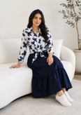 ست شومیز و دامن زنانه مدل گلدار تابستانه خنک🎀