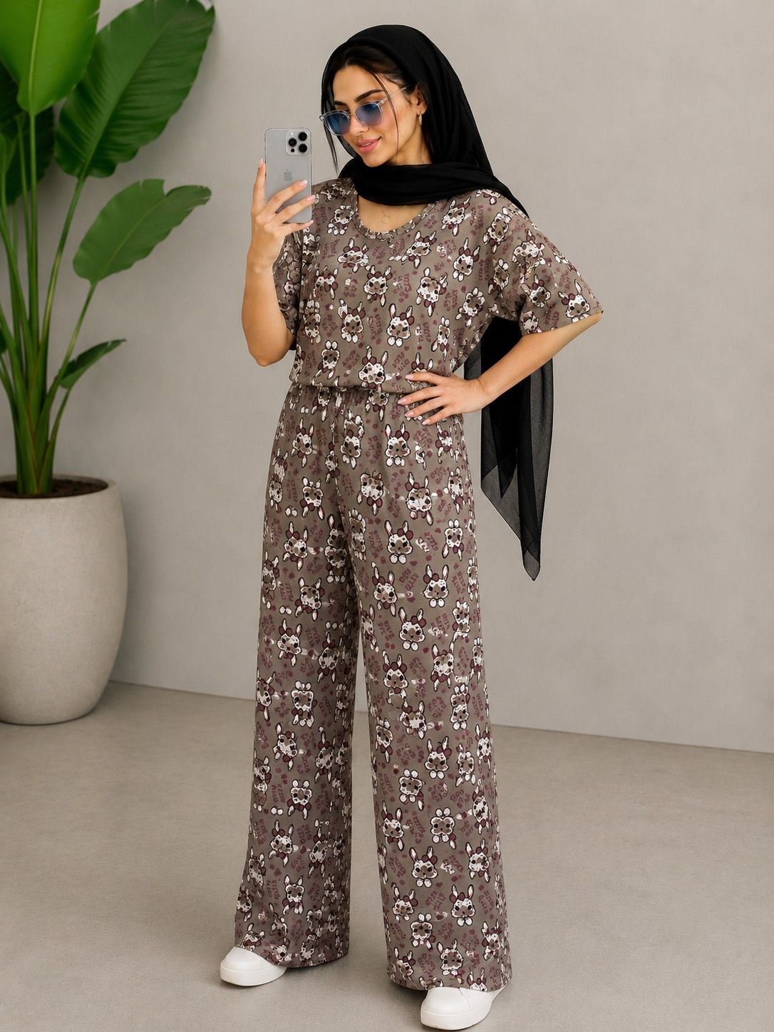 ست تیشرت و شلوار راحتی زنانه مدل پاندا
