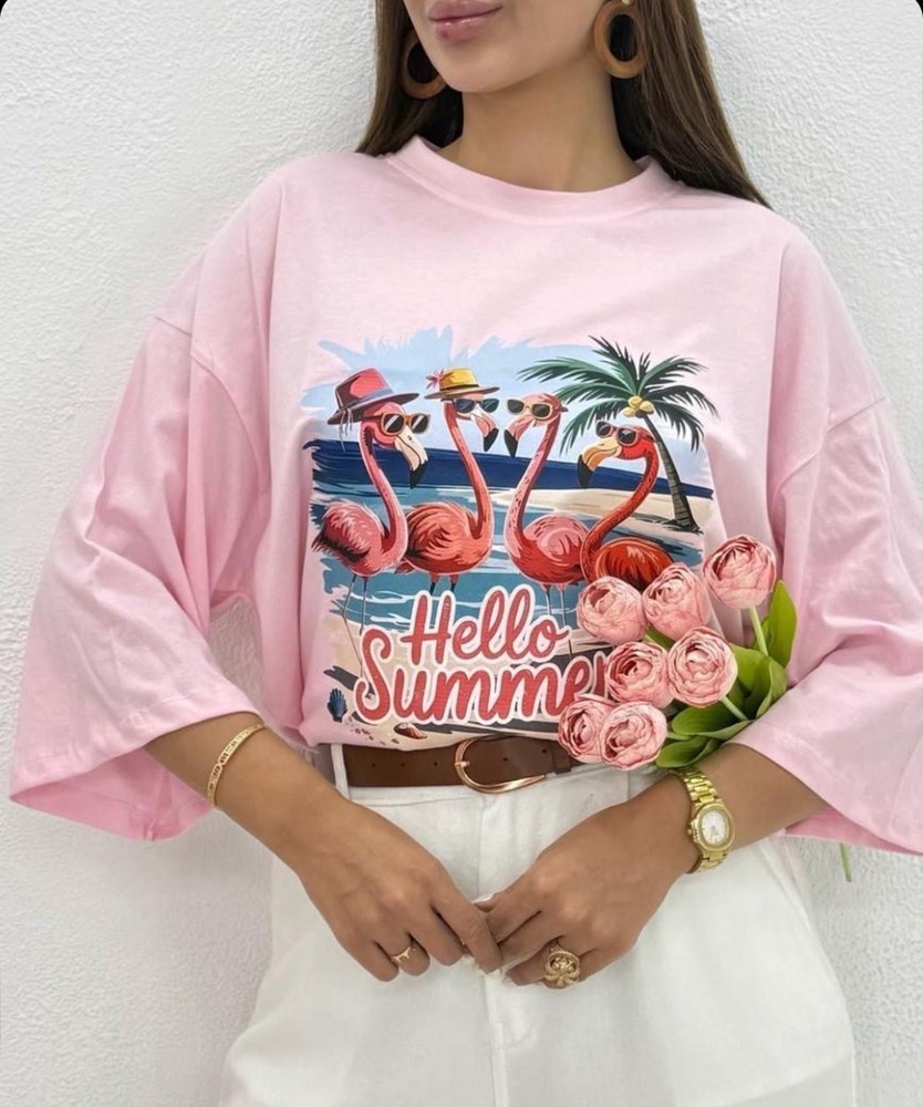 تیشرت باکسی زنانه در چند طرح مختلف