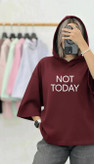 تیشرت باکسی زنانه کلاهدار مدل not today