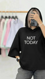 تیشرت باکسی زنانه کلاهدار مدل not today