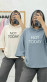 تیشرت باکسی زنانه کلاهدار مدل not today