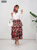 ست دامن و اسکارف زنانه مدل طبقه ای