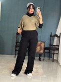 شلوار زنانه کتان پنبه مدل فلر بگ