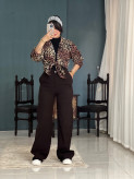 شلوار زنانه کتان پنبه مدل فلر بگ
