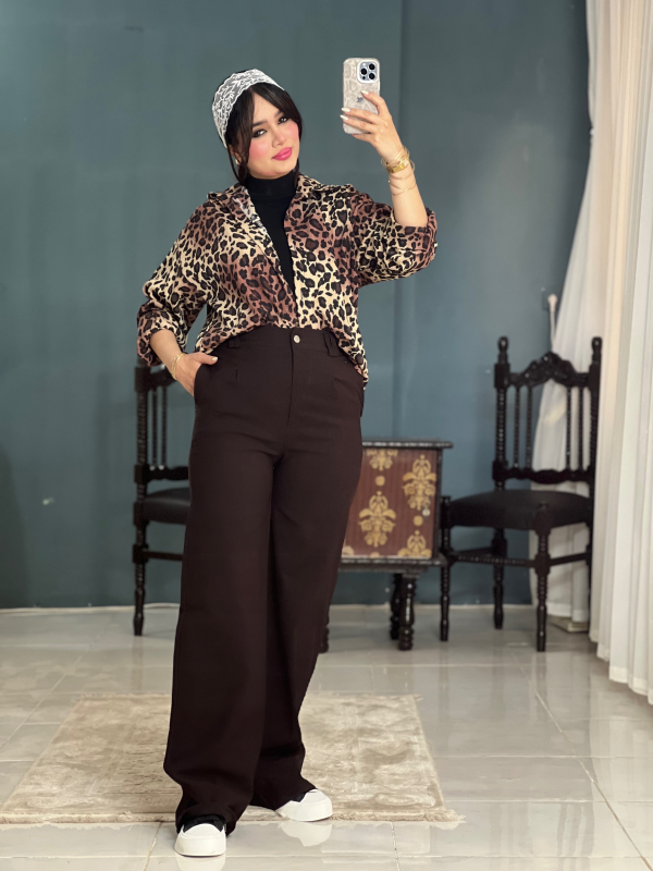 شلوار زنانه کتان پنبه مدل فلر بگ