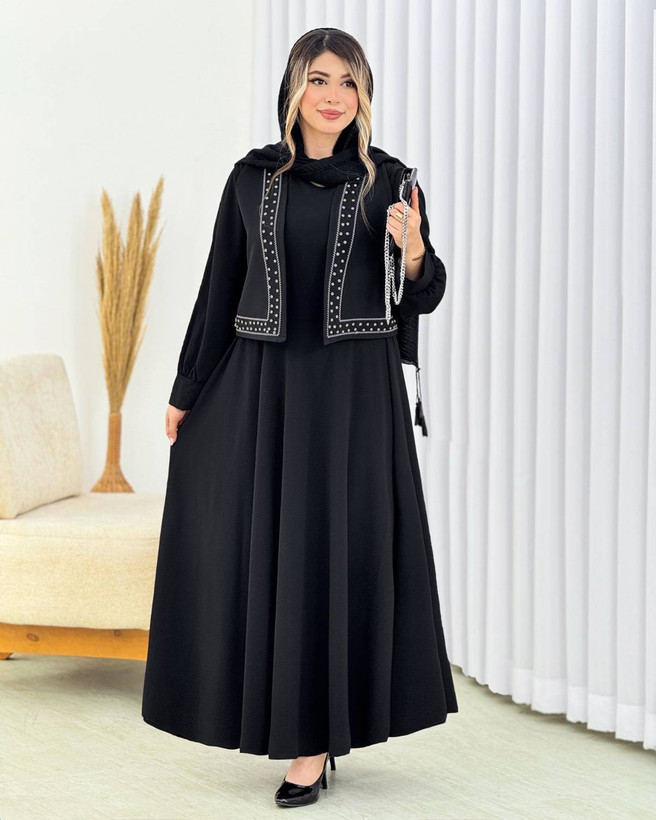 ست ۲ تیکه پیراهن و جلیقه زنانه مدل پریزاد