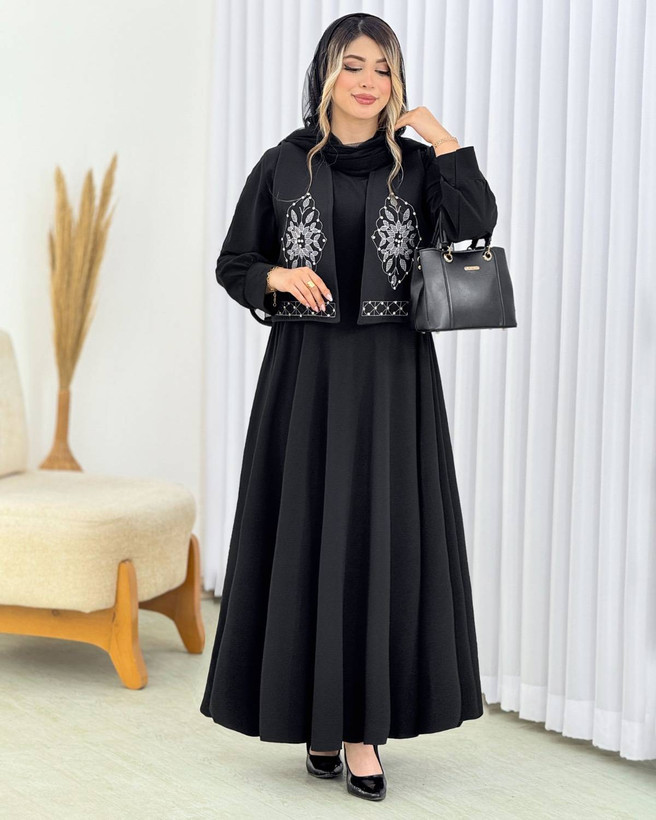ست ۲ تیکه پیراهن و جلیقه زنانه مدل پریزاد