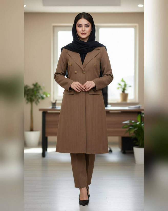 مانتو شلوار اداری زنانه دیپلمات مدل کتان