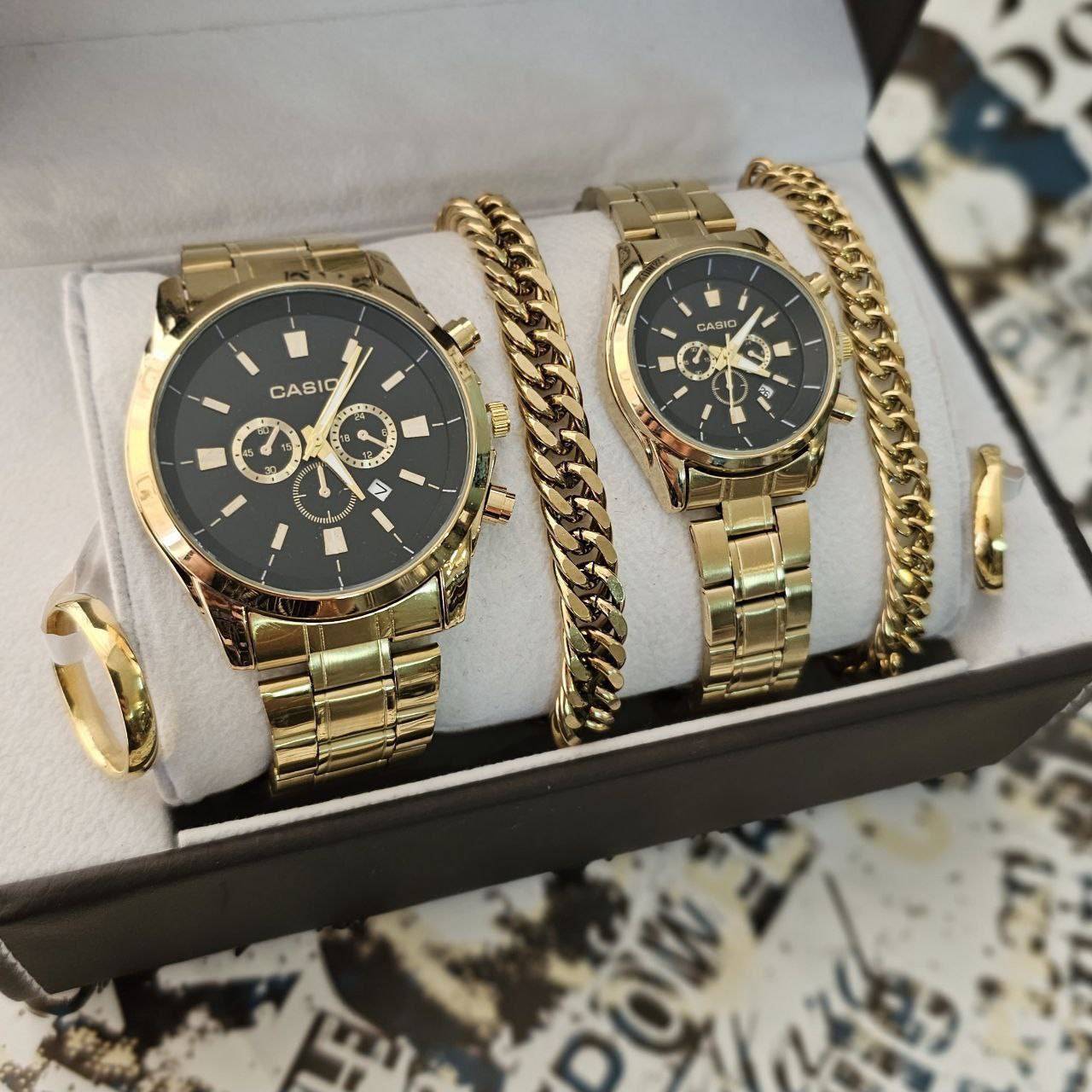 ست ساعت کاسیو + ست دستبند + ست حلقه مدل CASIO VIP