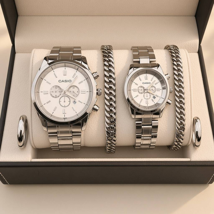 ست ساعت کاسیو + ست دستبند + ست حلقه مدل CASIO VIP