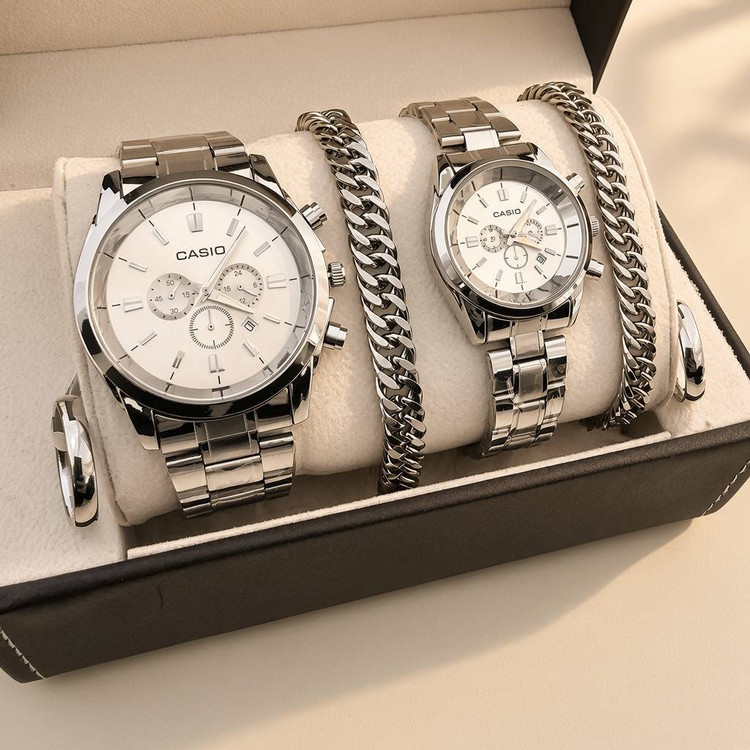 ست ساعت کاسیو + ست دستبند + ست حلقه مدل CASIO VIP