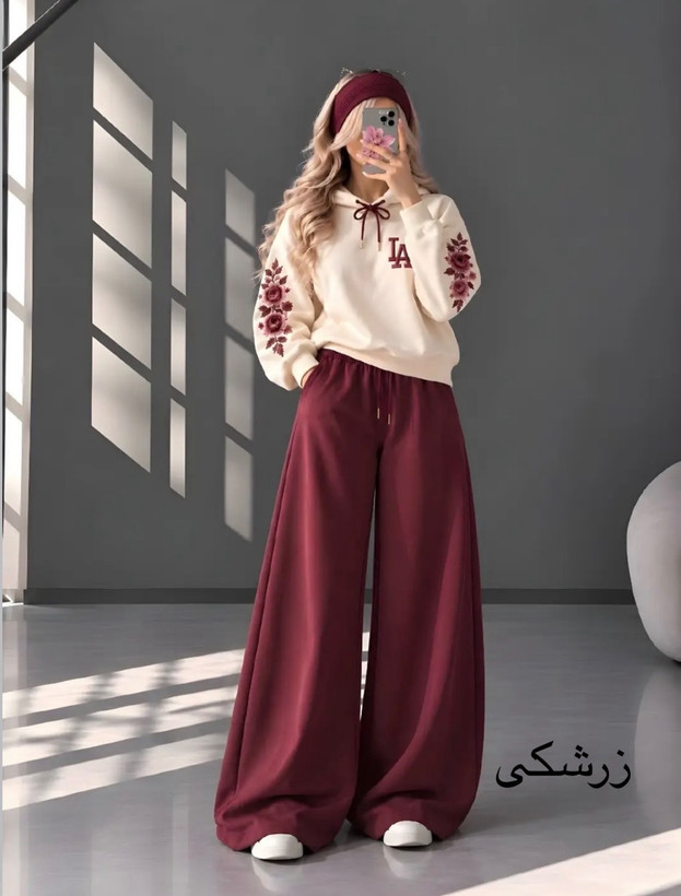ست دو تیکه هودی و شلوار مدل LA